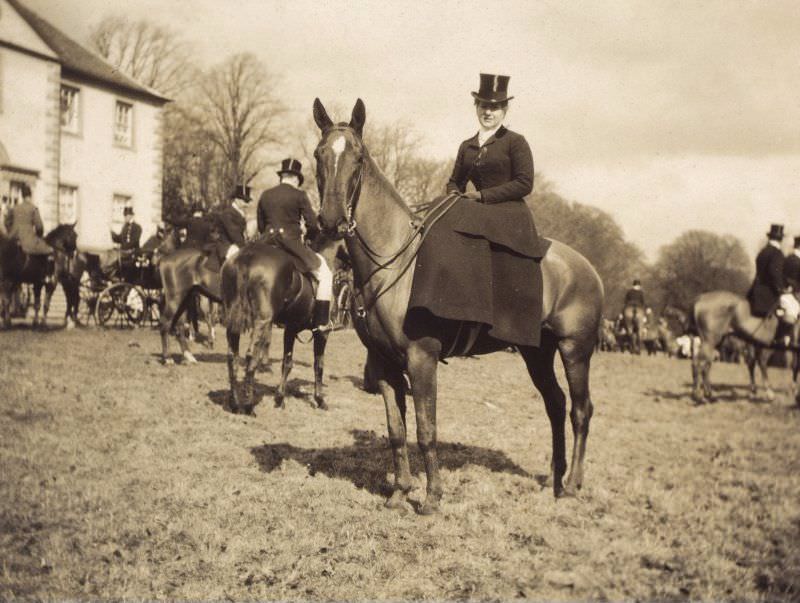 #59 Woman on horseback outside Duchal House, Renfrewshire.