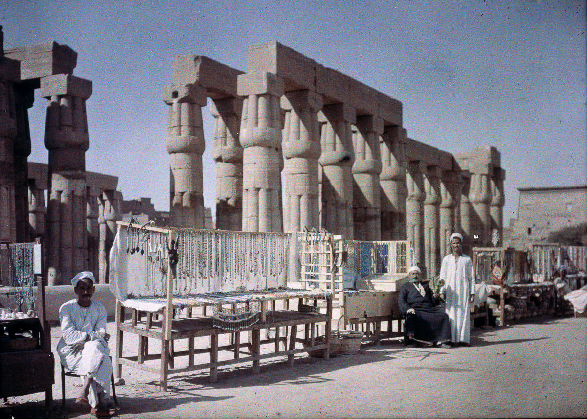 #9 Market stalls outside an Egyptian ruin. 1913