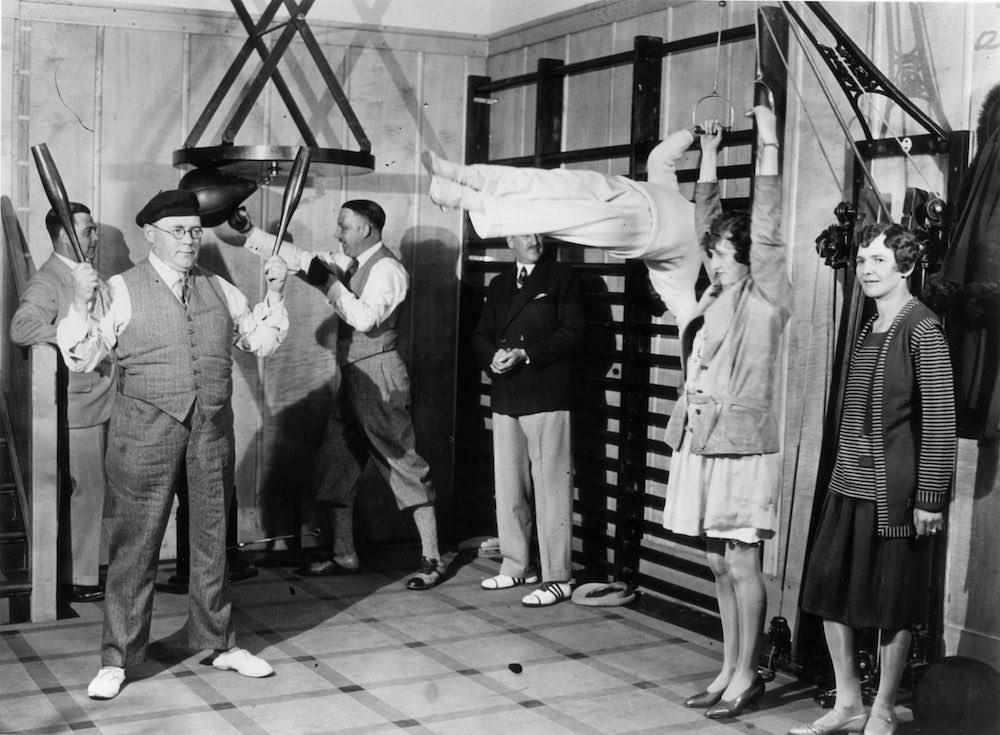 #14 Passengers on the Canadian Pacific liner Duchess of Bedford keep fit in the ship’s gymnasium.Dec.1931
