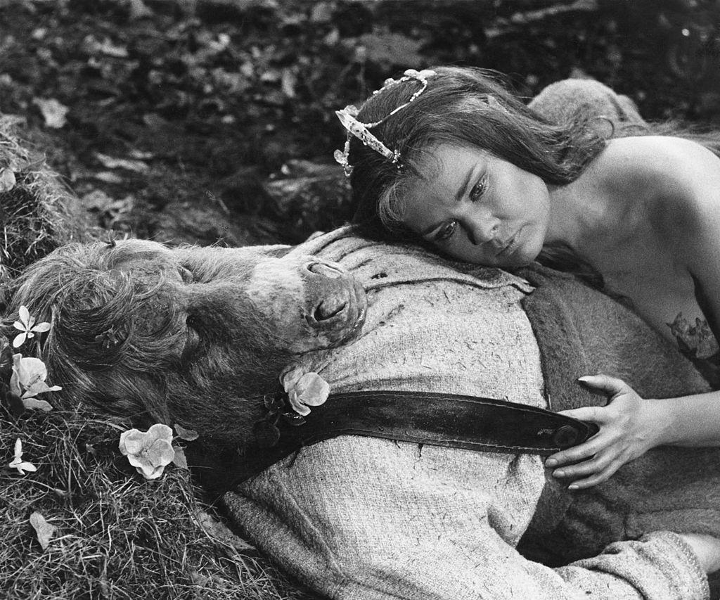 #20 Judi Dench as Titania and Paul Rogers as Bottom during the filming of Shakespeare’s play ‘A Midsummer Night’s Dream’, 1968.