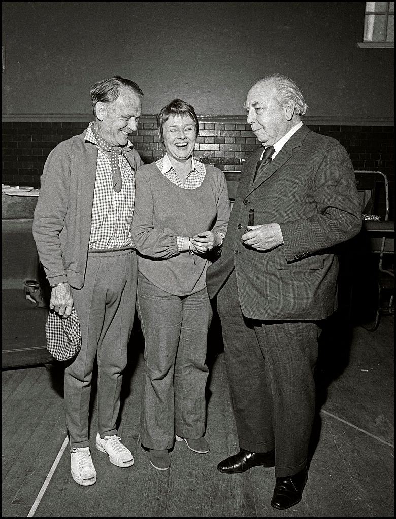 #30 Judi Dench with John Mills and JB Priestley during rehearsals for a musical version of his novel ‘The Good Companions’, London, 1974.