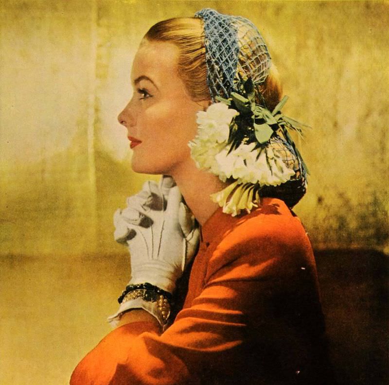 #5 Model wearing a net hat, 1944