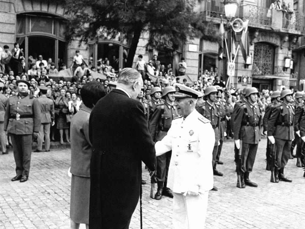 #69 General Franco cheered by the crowd, circa 1960 in Barcelona, Spain.