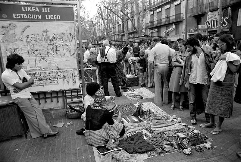 #38 Sellers in Les Rambles. Barcelona 1977.