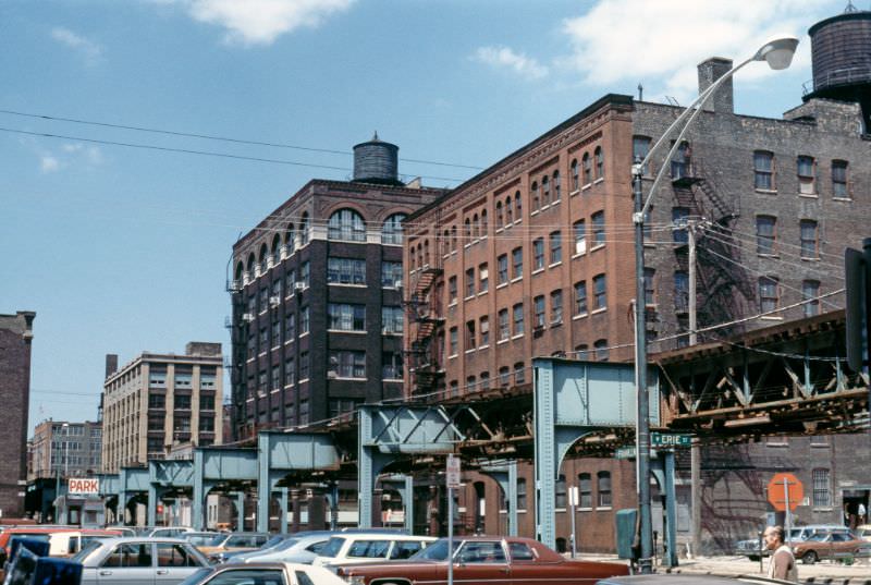 #45 North Franklin Street, from the intersection with West Erie Street, 1978