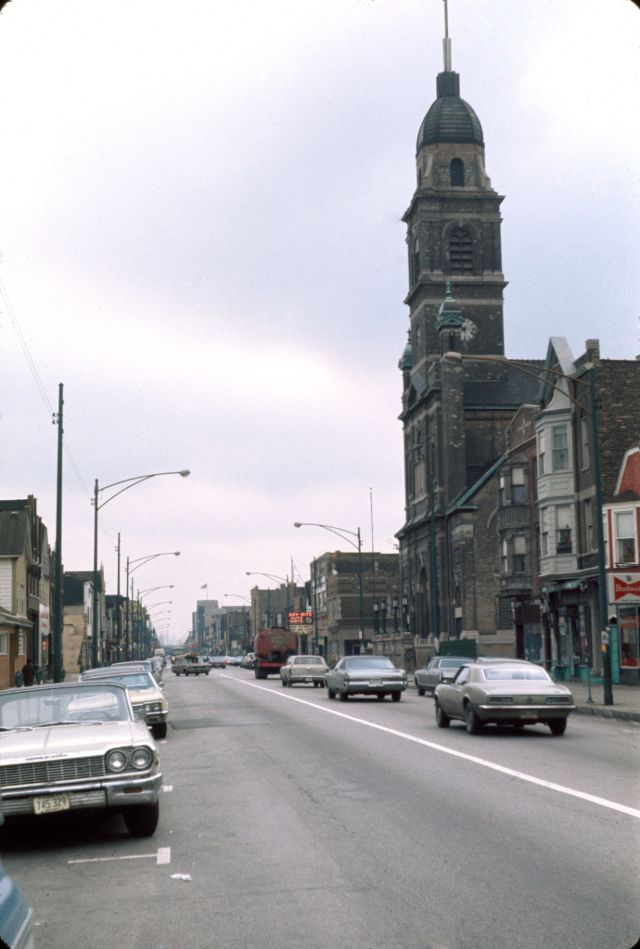 #6 South Commercial Avenue and Immaculate Conception Church, 1972