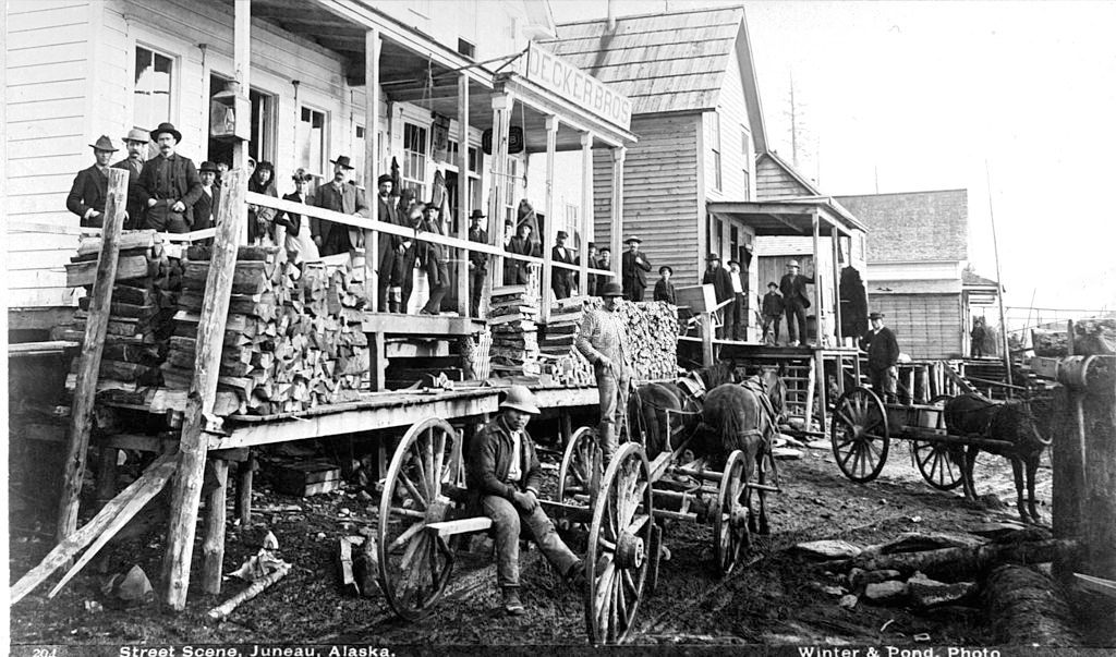 #33 Juneau Street scene in Alaska, circa 1897.