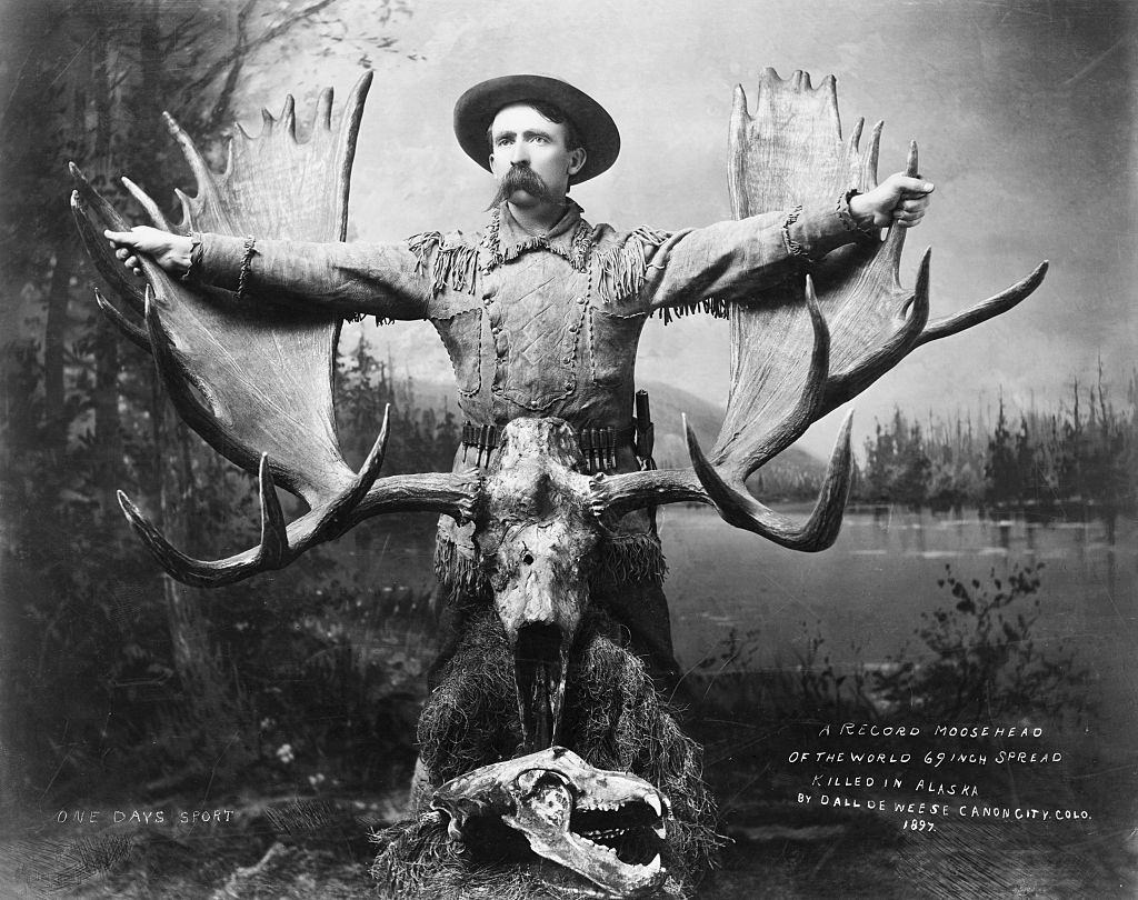 #34 Record Moosehead–69-Inch spread shot in Alaska, 1897.
