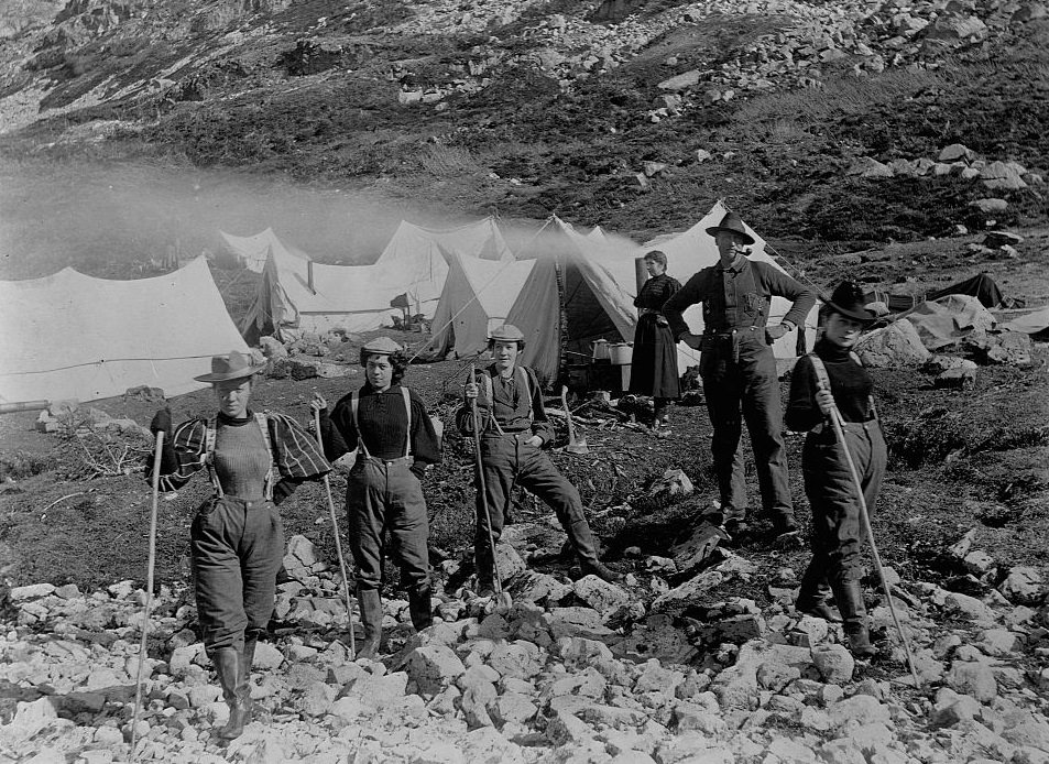 #11 A group of actresses bound for the Klondike gold fields take a break at Happy Camp, Alaska, 1897.