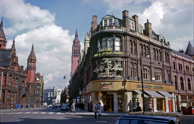 #21 The Corporation Street looking north towards the Central Fire station (white building with clock tower), Birmingham