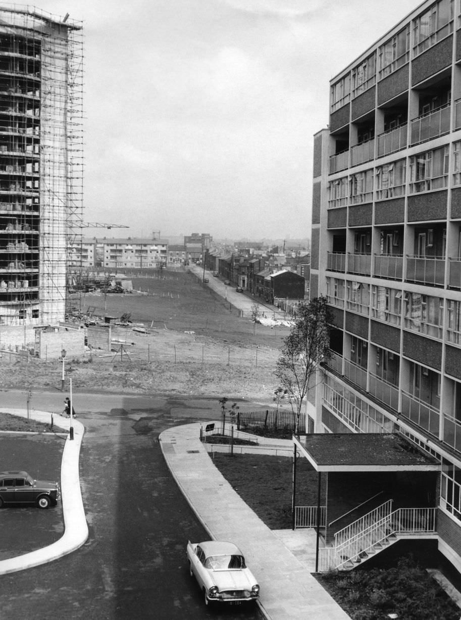 #19 A view from the new Nechells Green Health Centre and lovely wide open spaces where once stood the back to back houses of Nechells, Birmingham, 8th September 1960.