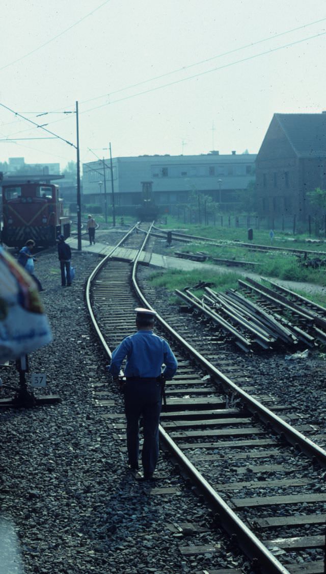 #14 Czech border guard was inspecting the underside of the train, 1979