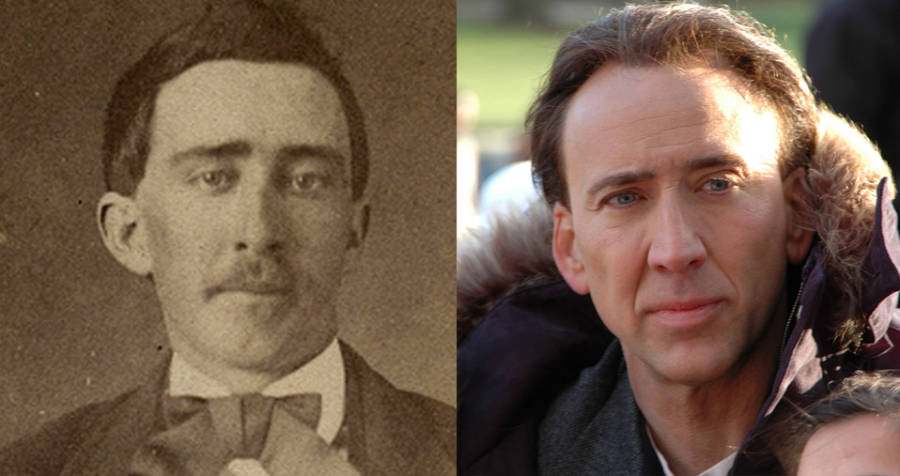 #16 An unidentified Civil War–era man and Nicolas Cage.