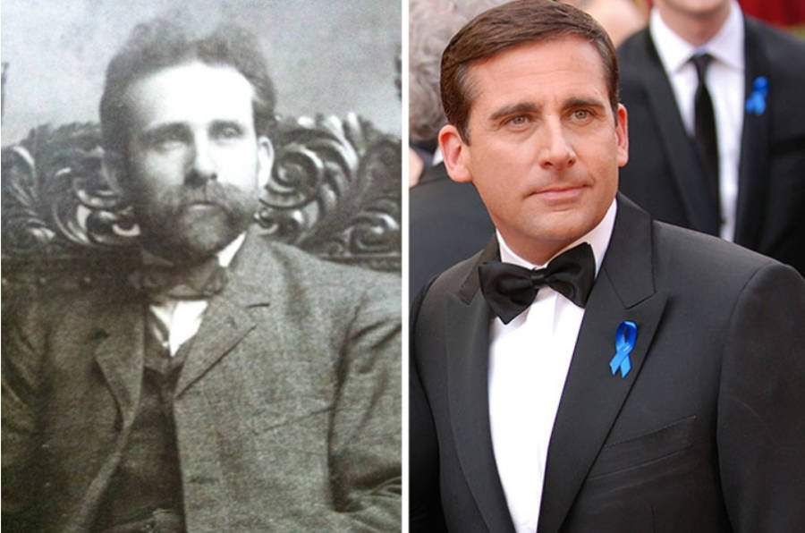 #18 An unidentified gentleman from the distant past and Steve Carell.