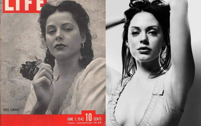 #38 Actress Hedy Lamarr in 1942 and Rose McGowan.