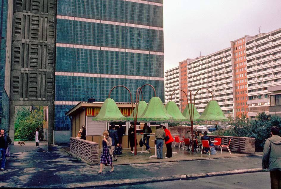 #33 New apartment blocks at Leipziger Strasse. East Berlin, 1974.