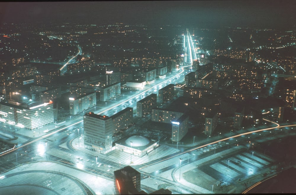 #62 Nightlight photo from TV-tower, Alexanderplatz and Karl-Marx Allee.