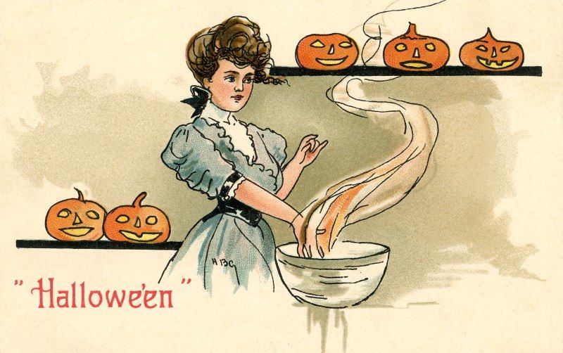Woman with Bowl and Jack-o’-Lanterns