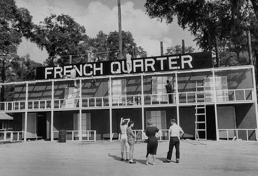 Students preparing in the University of Houston’s Frontier Fiesta, 1958.