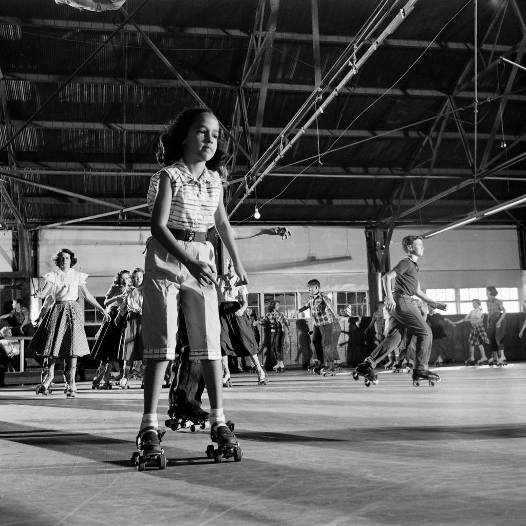 #22 Child roller skating at party, Houston, Texas, 1954