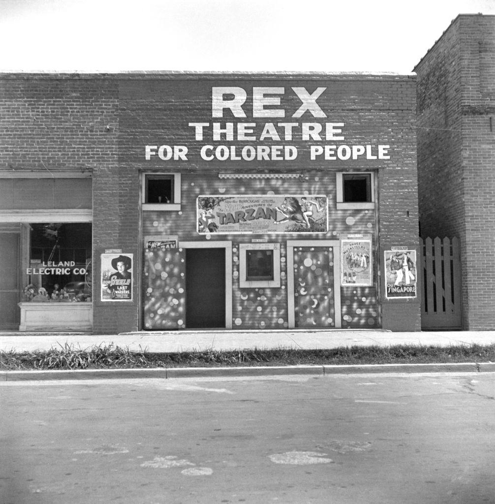 #3 Theater with Sign “Rex Theater for Colored People”, Leland, Mississippi, 1937.