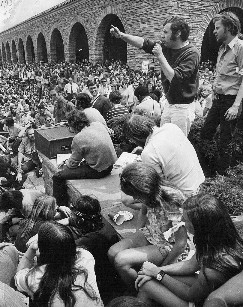 #45 Robert Fitter, assistant professor of law at CU Law School, exhorts students to strike Thursday in memorial protest over killing of four students, May 5th 1970