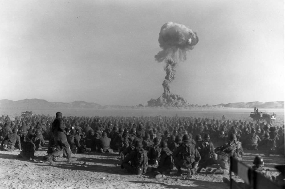 #12 Operation Buster-Jangle – Dog test — with troops participating in exercise Desert Rock I, November 1, 1951.