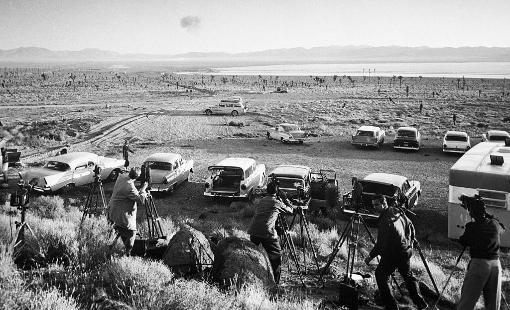 #20 Newsmen Photographing Atomic Test in Nevada Desert, 1958