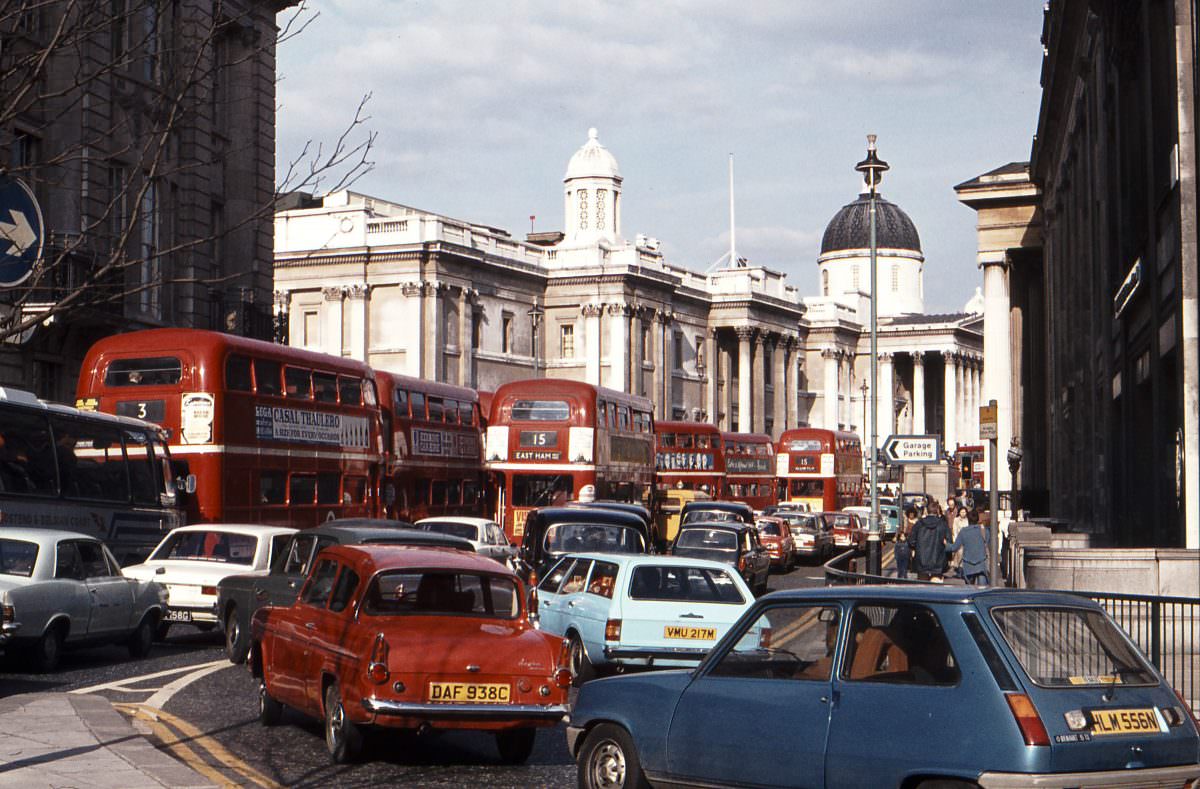 #34 Trafalgar Square traffic jam, April 1976