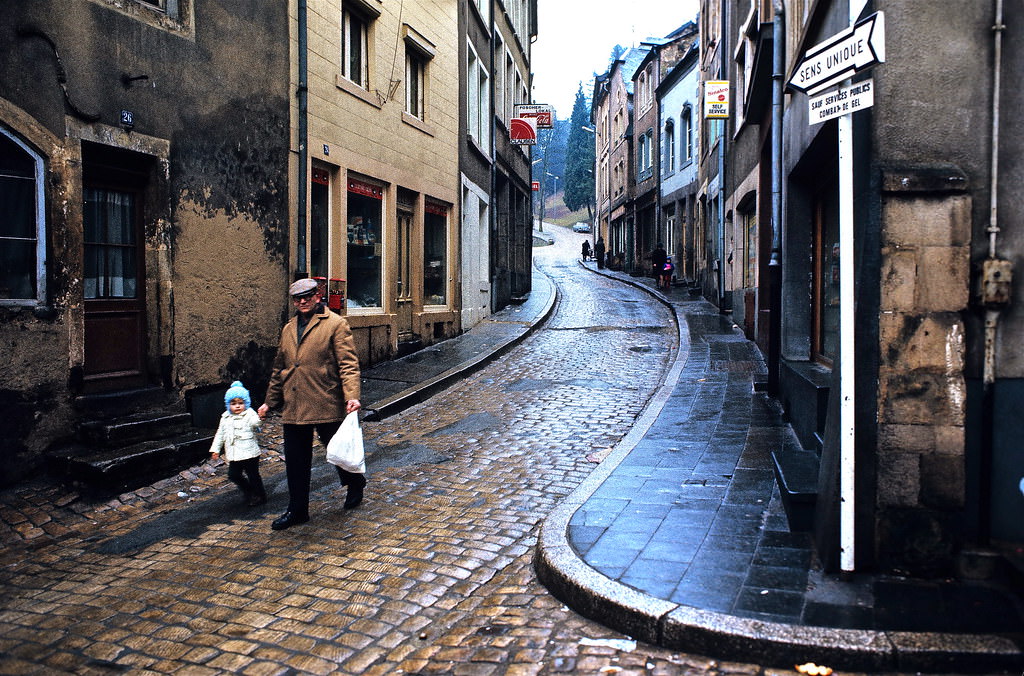 #24 Poppa with granddaughter, The Old Pfaffenthal, Luxembourg City, 1972