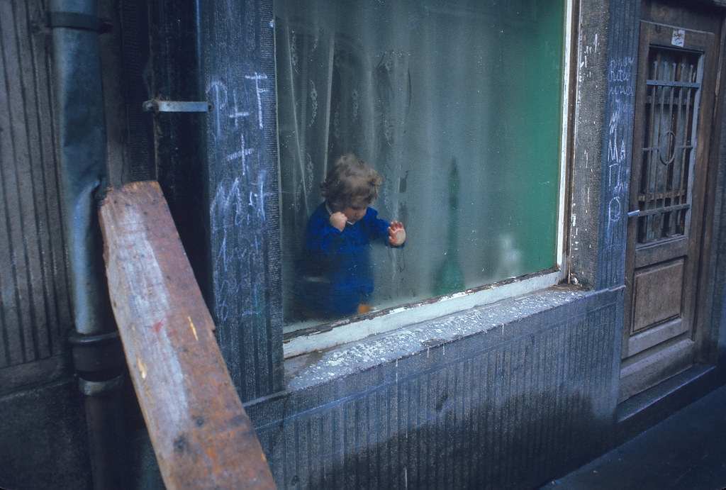 #35 The girl in the window. Old Luxembourg City, Jan 1972