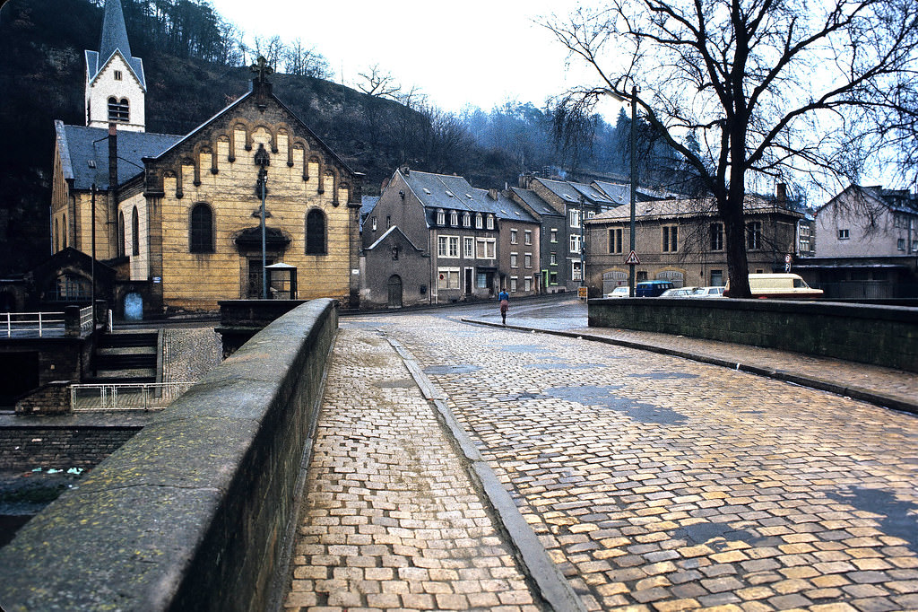 #19 Looking Across the Rue du Pont Bridge, Luxembourg City, Jan 1972