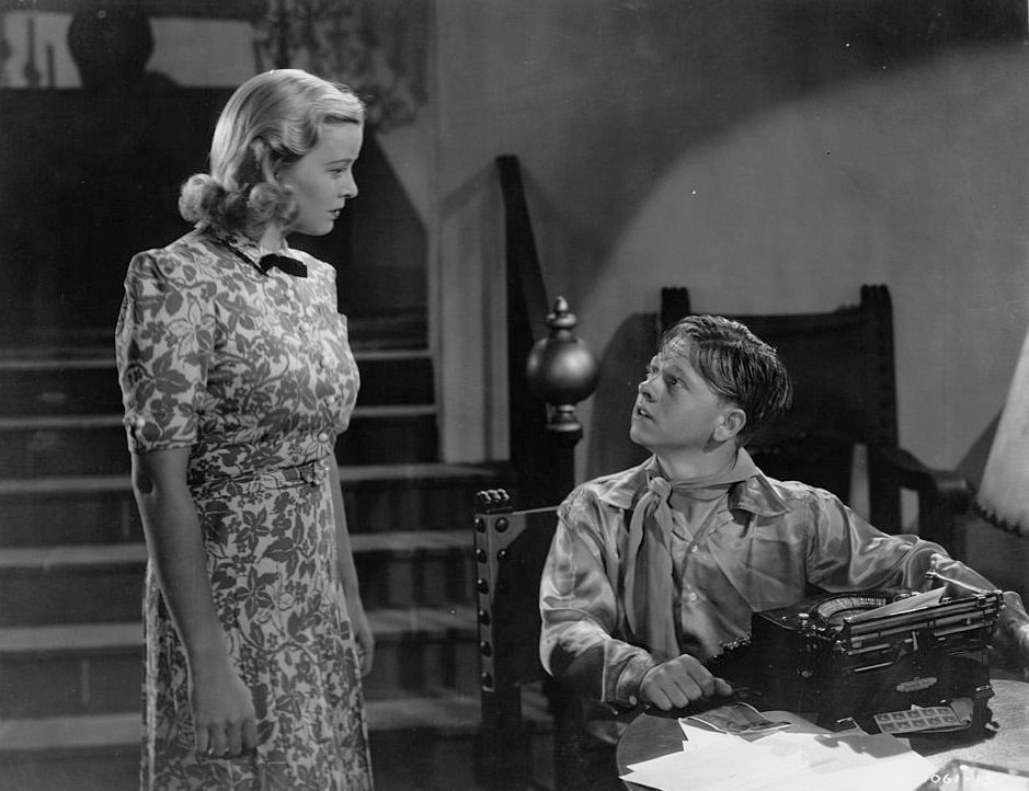 #38 Mickey Rooney with Cecilia Parker in the movie ‘Out West With The Hardys’, 1946.