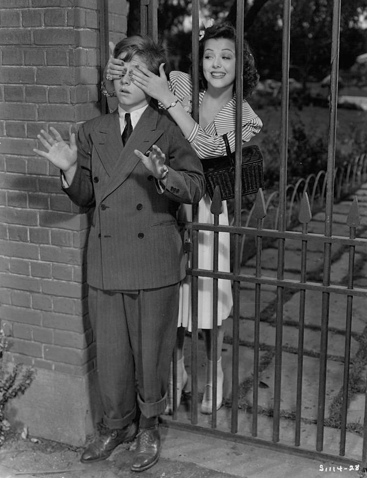 #57 Mickey Rooney and Ann Rutherford in a scene from the film ‘Judge Hardy And Son’, 1939.