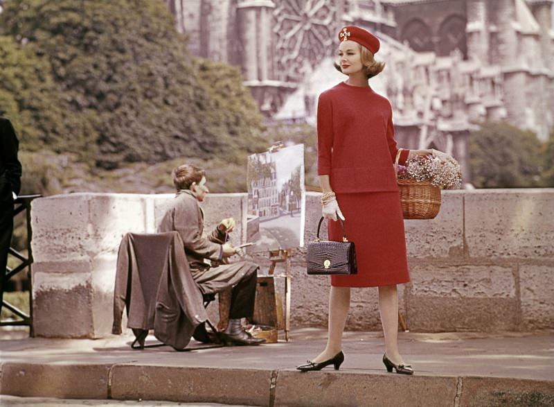 #34 Monique Chevalier in two-piece outfit by Kimberly. Paris, 1961
