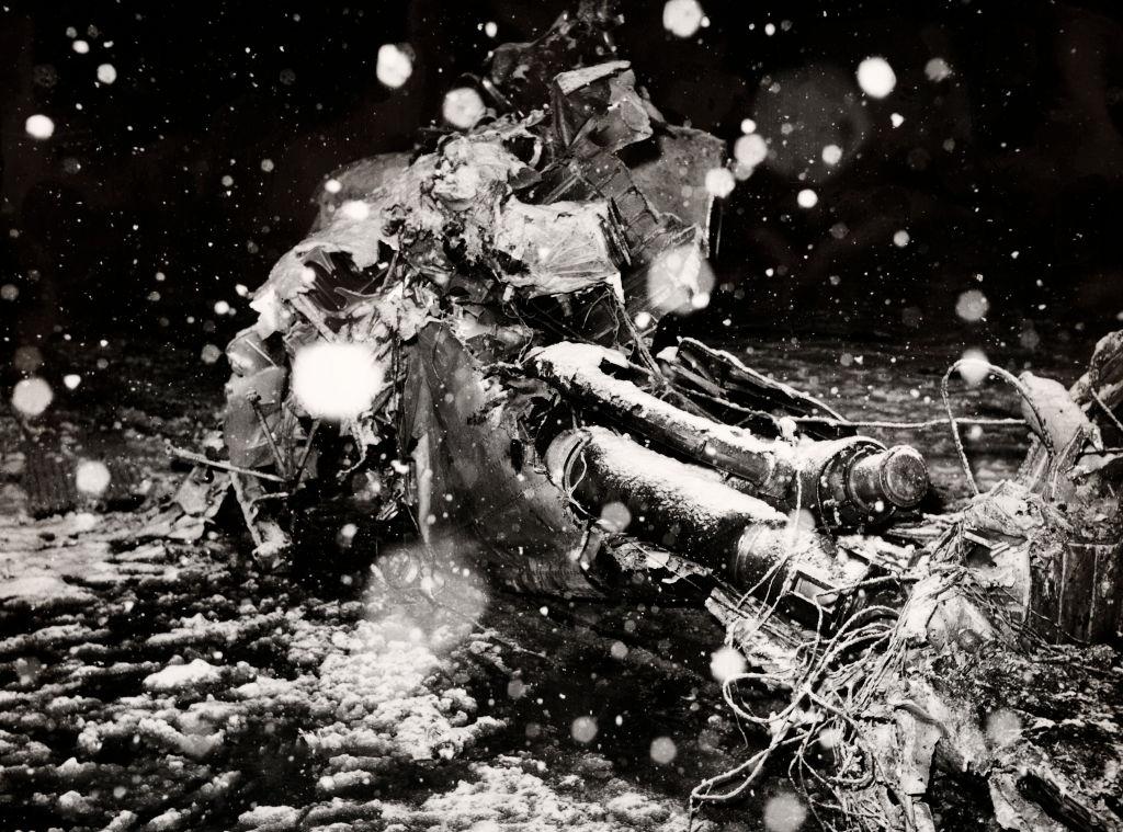 #8 The wreckage o plane on the slushy runway following the Munich Air Disaster.