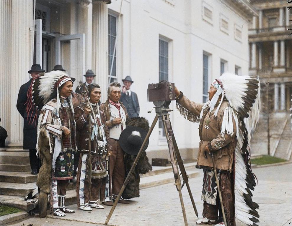#2 Native Americans at the White House in traditional dress, were only granted full US citizenship in 1924
