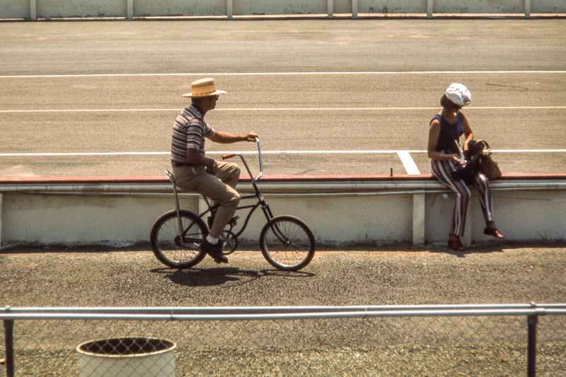 Chief mechanic Clint Brawner on his low-tech ride