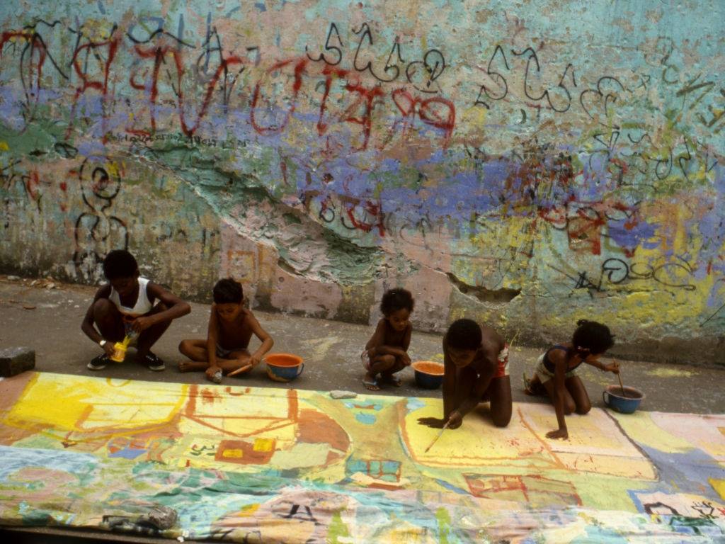 #25 Children painting in a favela in Rio de Janeiro, November 1989