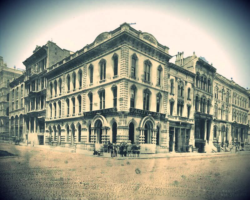 #13 Pacific Bank of San Francisco, located at the corner of Pine and Sansome Streets, 1890s.