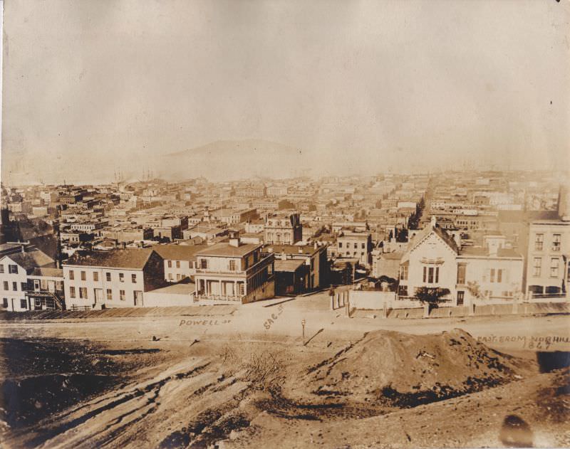 #14 Powell Street and Sacramento Street from Nob Hill, 1890s.