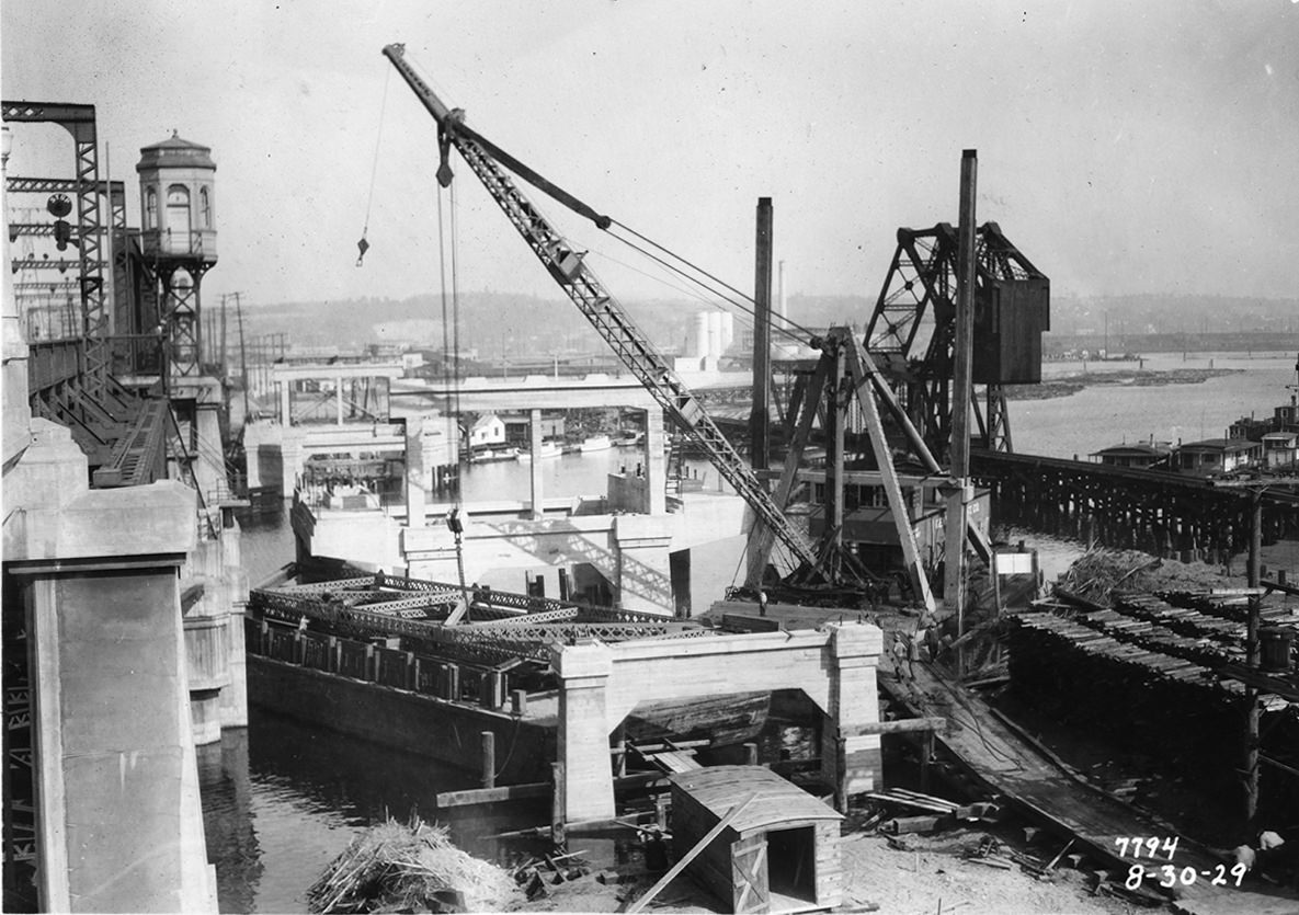 #13 Spokane Street Bridge under construction, 1929