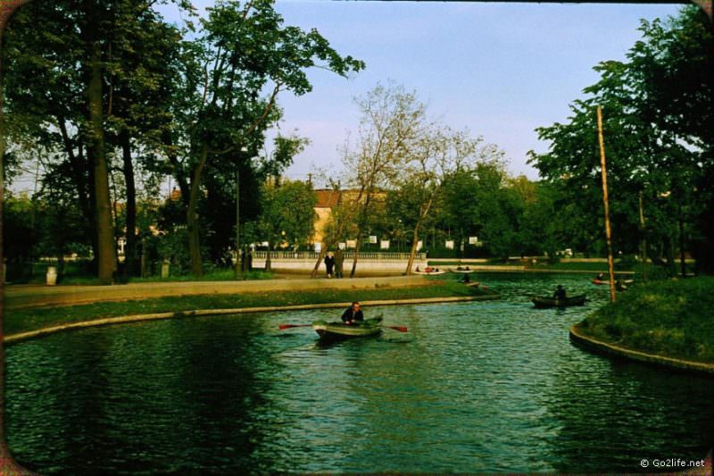 #28 A man floating in the park of Moscow, 1950s