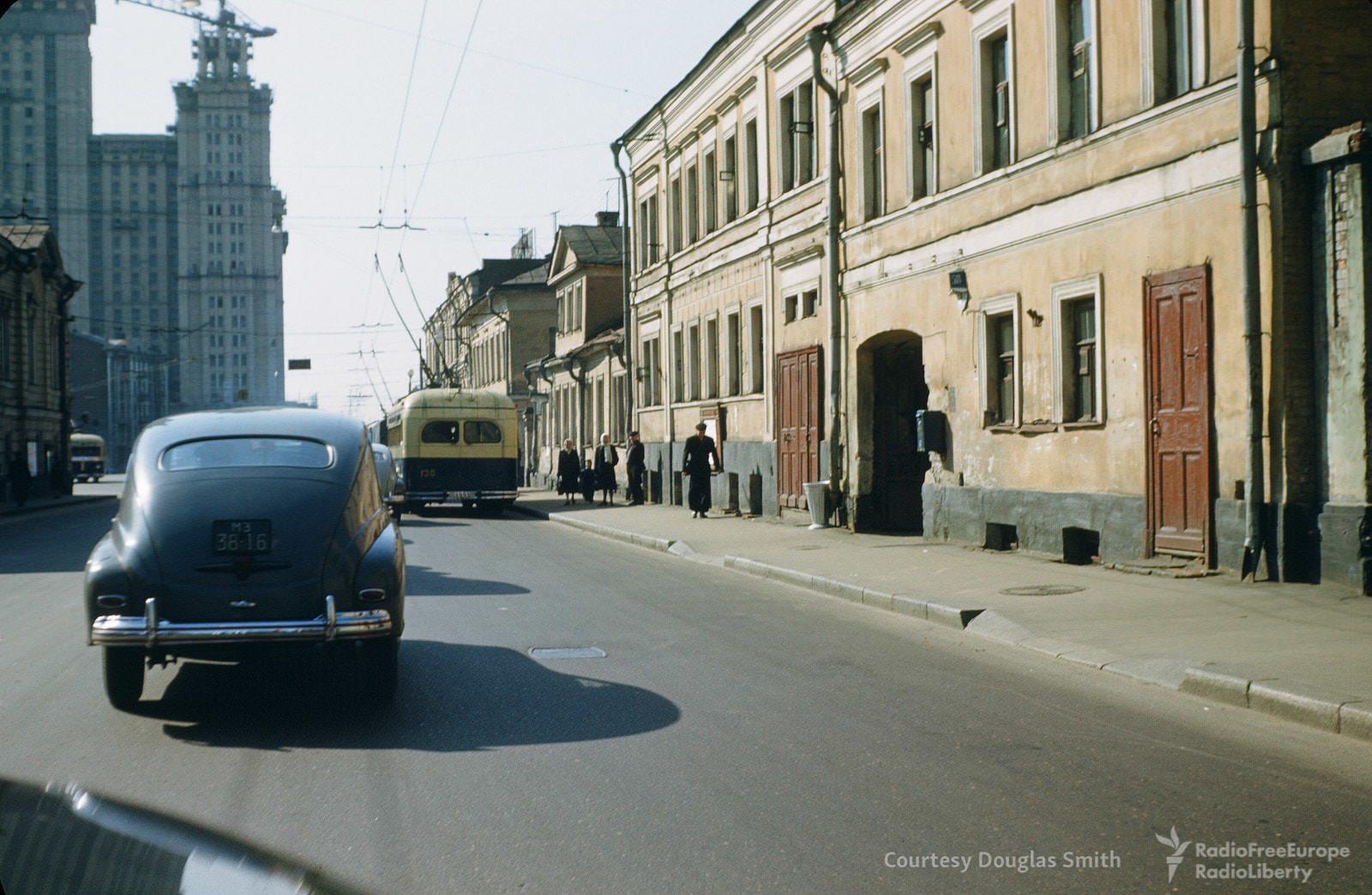 #5 Driving up Moscow’s Bolshaya Nikitskaya ulitsa, with the Stalinist skyscraper on Kudrinskaya ploshchad rising in background.