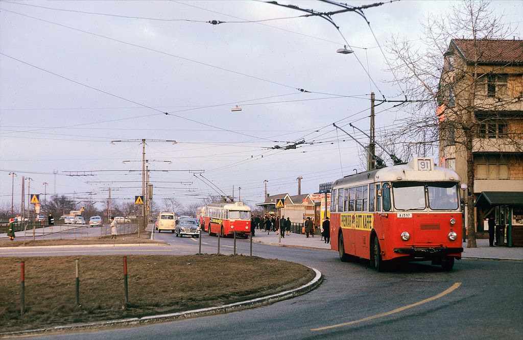 #43 Trolley buses at Gullmarsplan in Stockholm, 1964