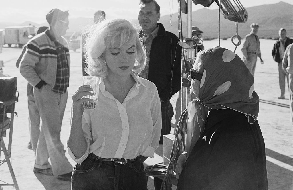 Marilyn Monroe with her acting coach Paula Strasberg, the wife of ‘method’ teacher Lee Strasberg on the set of ‘The Misfits’.