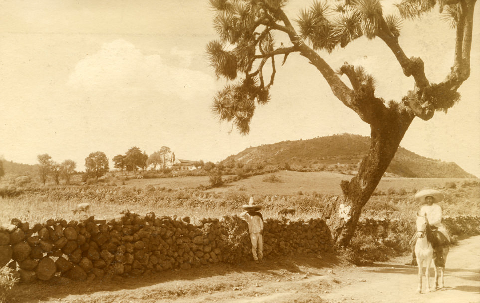 #10 Men beside stone wall. Mexico, 1905