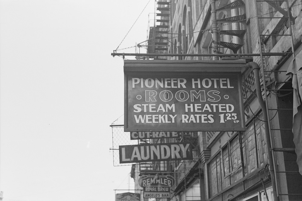 #56 Signs in the Gateway District, Minneapolis, 1937.