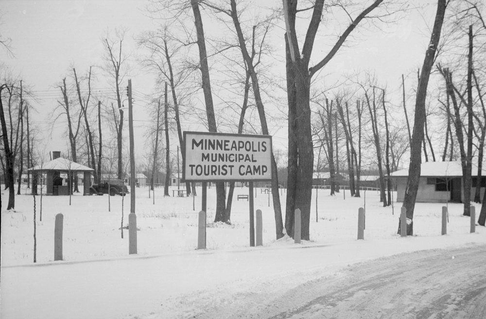 #58 Tourist camp in winter, Minneapolis, 1930s.