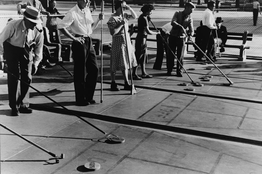 #79 Playing shuffleboard in the park, Minneapolis, 1930s.
